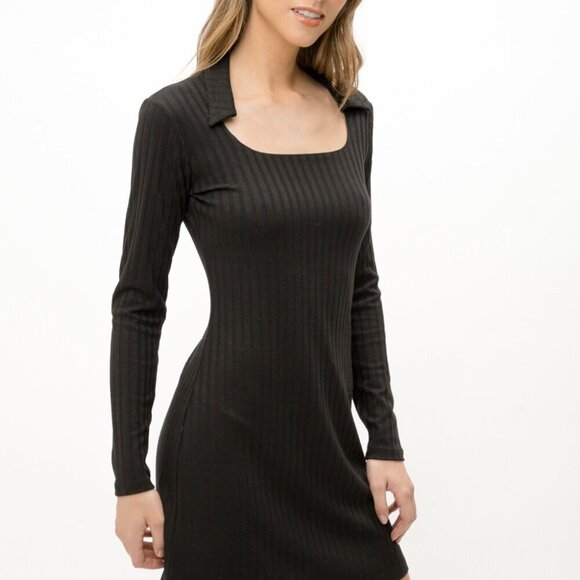 MYSTREE U NECK FIT & FLARE DRESS WITH COLLAR - Picture 5 of 7
